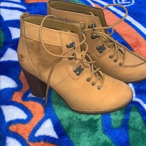 brown timberland heels